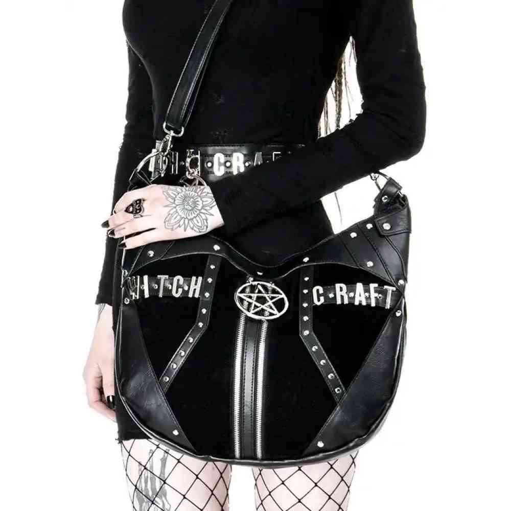 Restyle - Witchcraft Hobo Pentagram Shoulder bag - Black